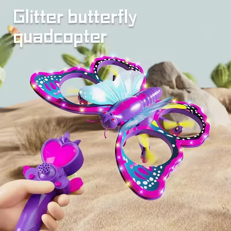 RC Quadcopter Glitter Butterfly Remote Control Drone Quadcopter Children Plane Toy Flight Model Airplane Toy Gift Kid Girl Adult