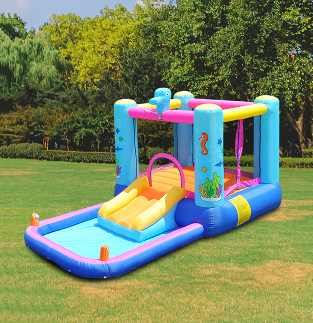 Children bubble spray seahorse trampoline home indoor and outdoor inflatable castle amusement park naughty castle play