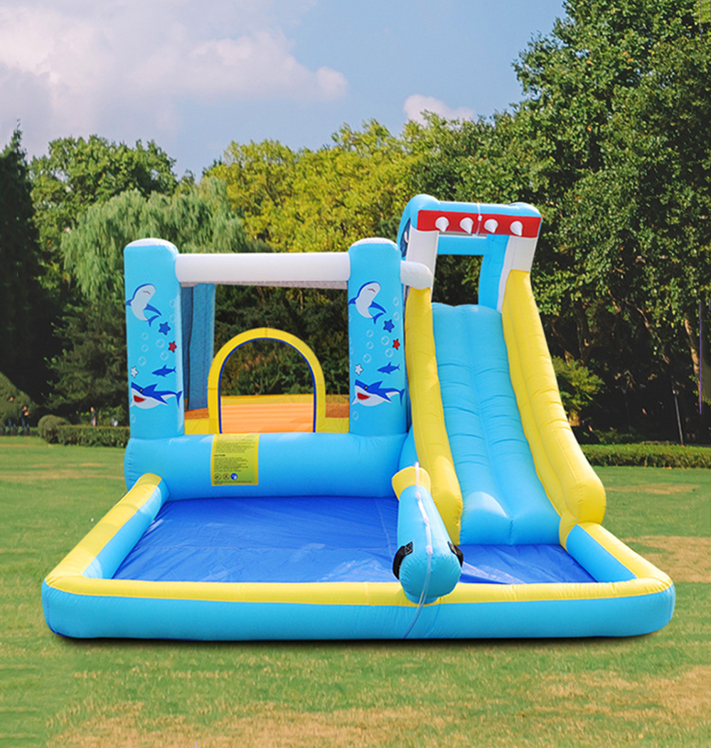 Shark Inflatable Castle Indoor Small Inflatable Slide Household Trampoline with Net Ball Pool Toy