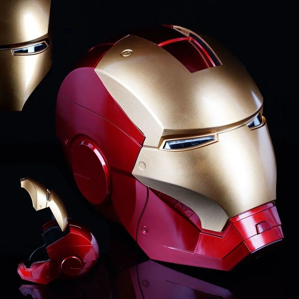 1:1 scale Iron Man helmet Voice-activated light-up transforming headgear wearable Halloween cosplay mask toy