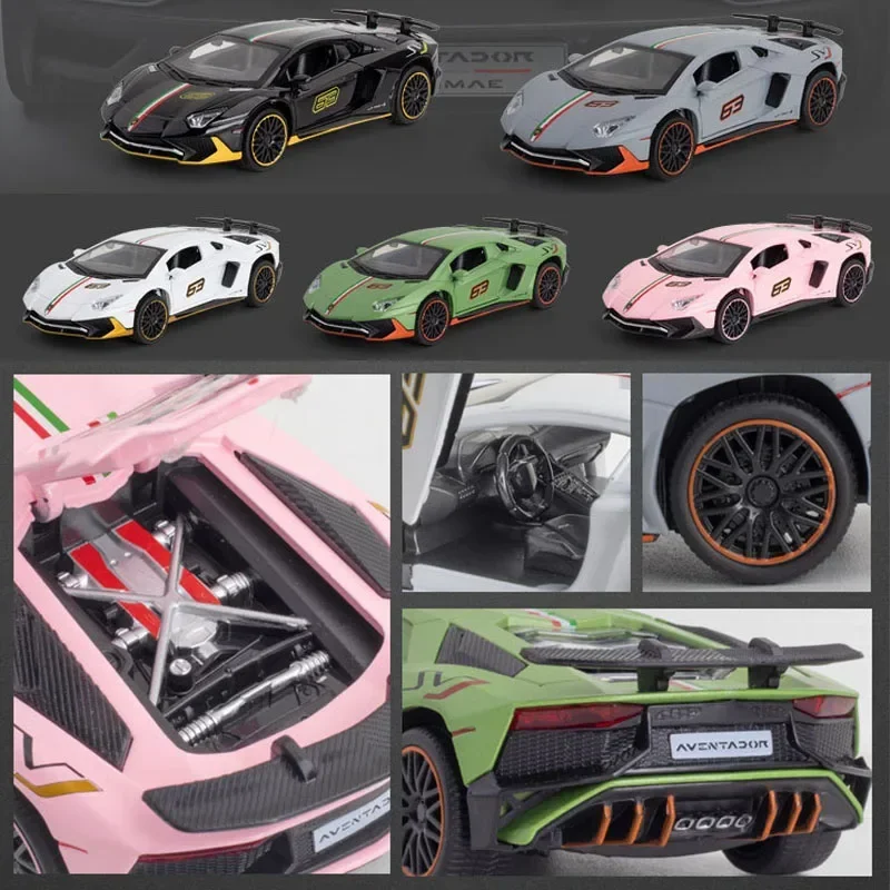 1:32 Lamborghinis LP780 Diecasts Toy Vehicles Car Model Alloy Boys Toy Car Simulation Sound Light Collectibles Kids Toy