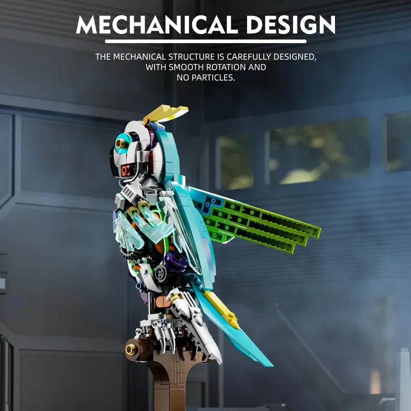 Semi-mechanical linkage parrot compatible Le particle building block model toy