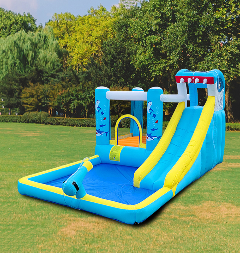 Shark Inflatable Castle Indoor Small Inflatable Slide Household Trampoline with Net Ball Pool Toy