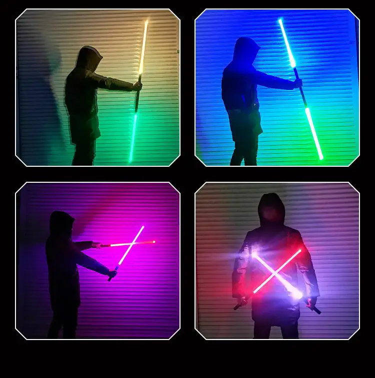 RGB Lightsaber Metal Handle Laser Sword Toy Rechargeable 2-in-1 color-changing sound-emitting
