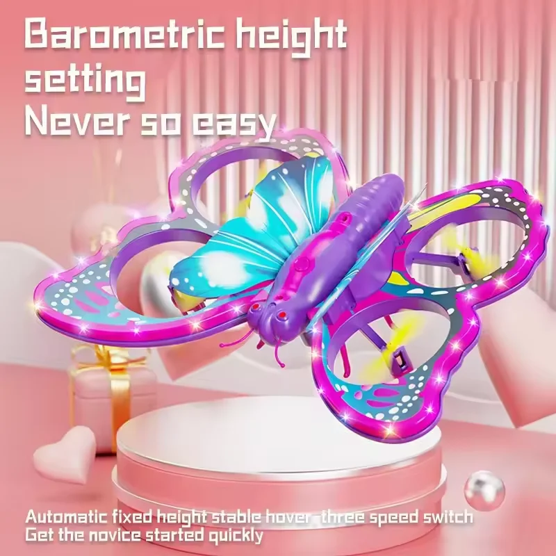 RC Quadcopter Glitter Butterfly Remote Control Drone Quadcopter Children Plane Toy Flight Model Airplane Toy Gift Kid Girl Adult