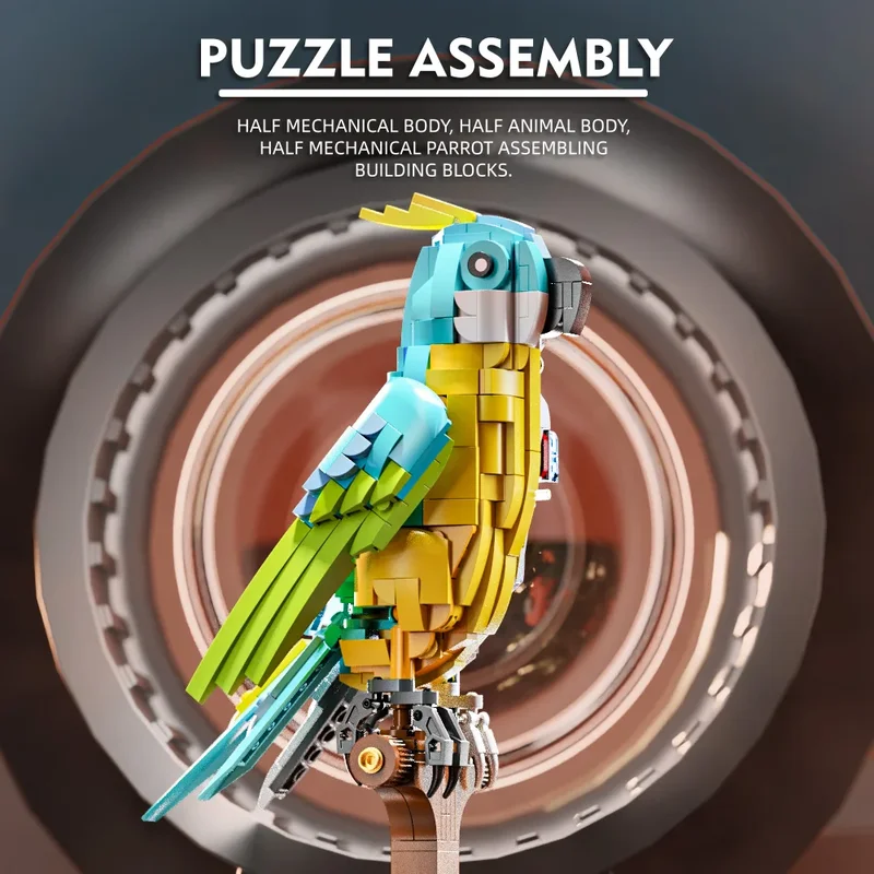 Semi-mechanical linkage parrot compatible Le particle building block model toy