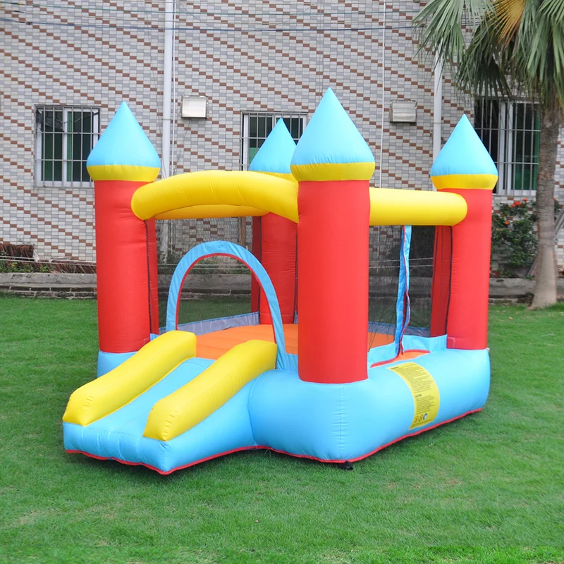 Small Inflatable Castle with air Blower Jumping Castles with Slide Family Backyard Elastic Castles