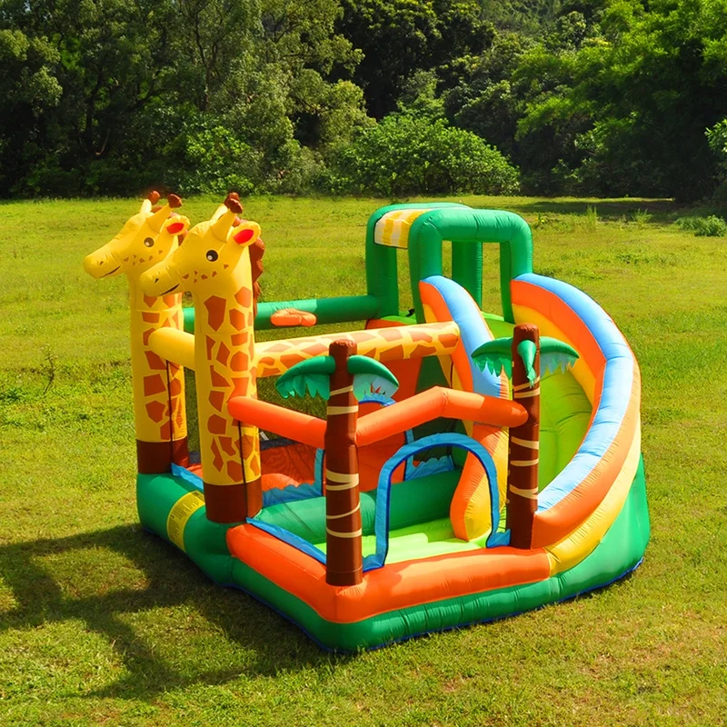 giraffe slide jumping bed slide with ball pit outdoor and indoor inflatable castles house climbing wall rebound castles