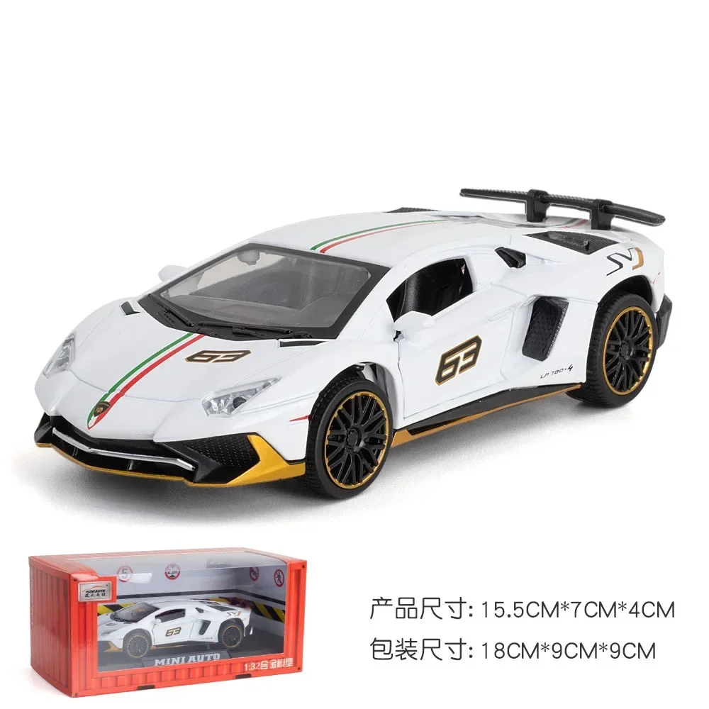 1:32 Lamborghinis LP780 Diecasts Toy Vehicles Car Model Alloy Boys Toy Car Simulation Sound Light Collectibles Kids Toy