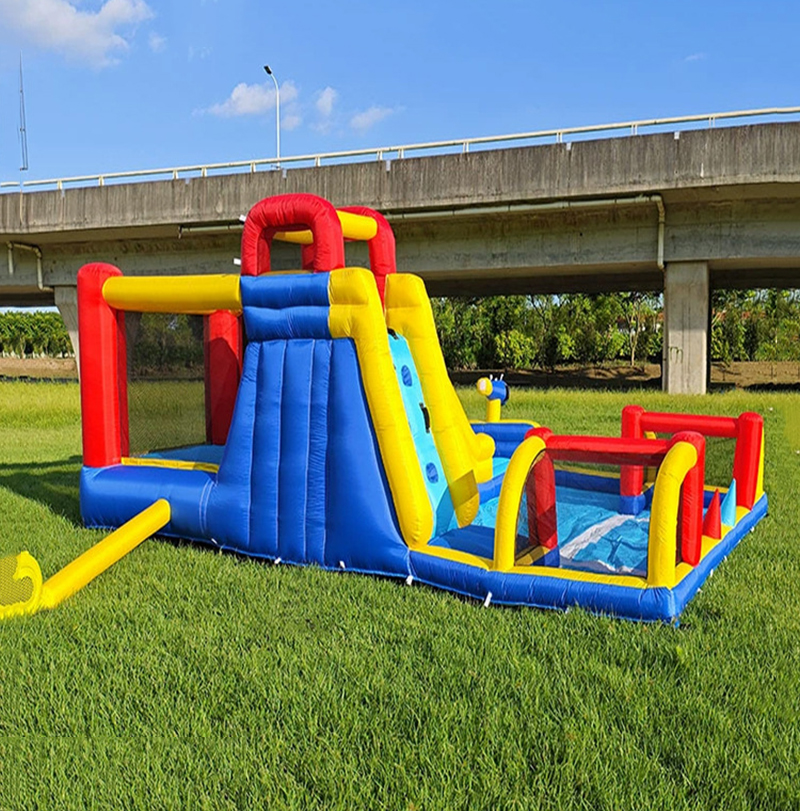 Children inflatable castle, small home trampoline, outdoor water spray slide