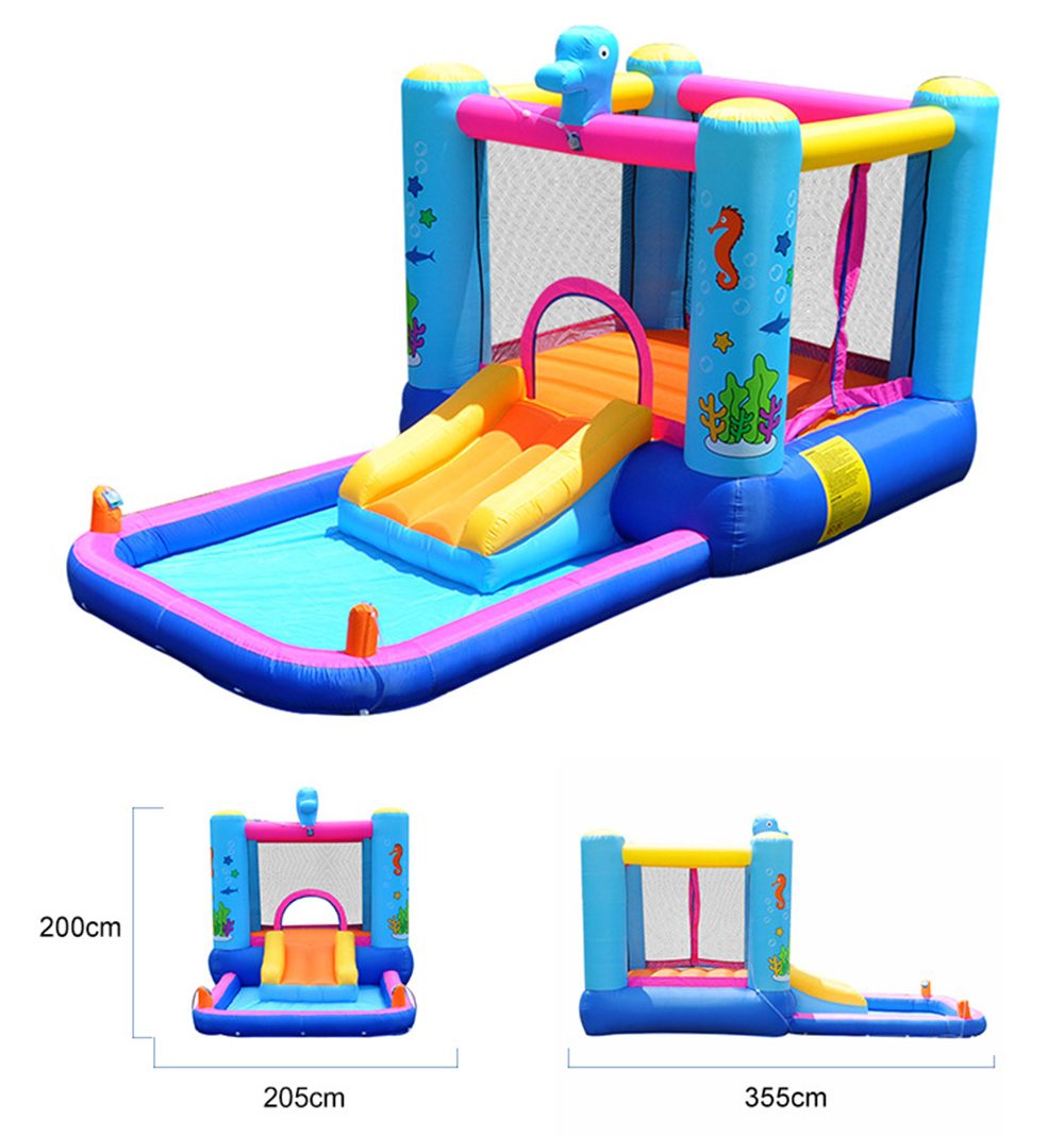 Children bubble spray seahorse trampoline home indoor and outdoor inflatable castle amusement park naughty castle play