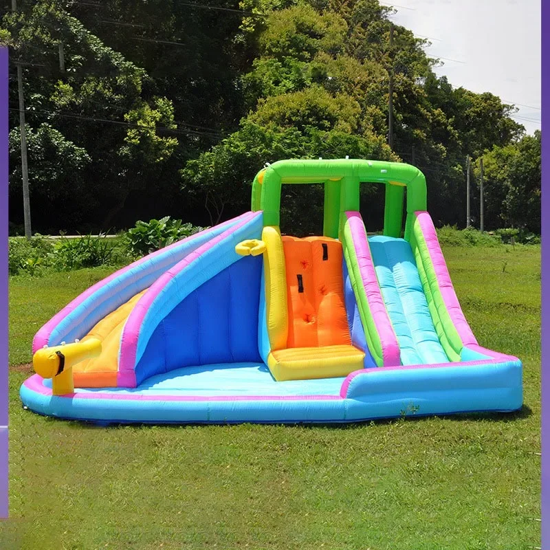 Inflatable Jumping Castle bounce house with two Slides Climbing Wall Basketball Rim Indoor/Outdoor Party Play kids toy