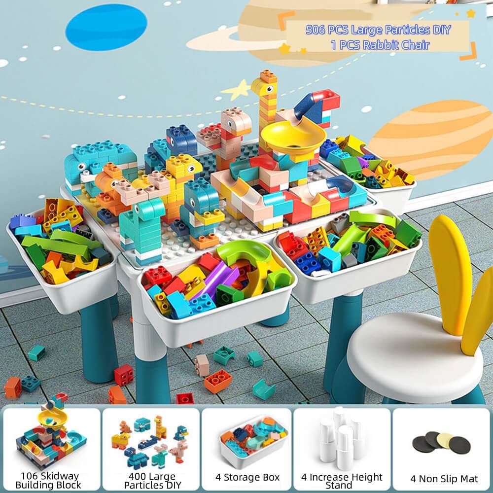 Kid Building Block Table with Chair and Storage