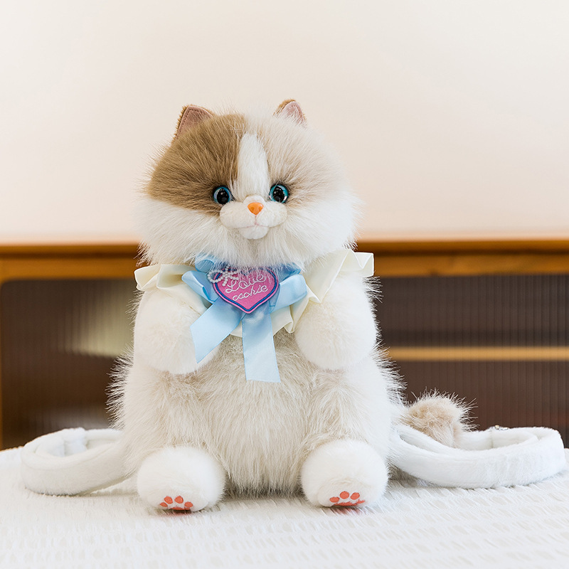 30CM Simulated cat backpack, kitten bib children girl gift parent-child interactive plush toy
