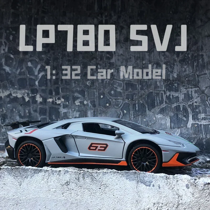 1:32 Lamborghinis LP780 Diecasts Toy Vehicles Car Model Alloy Boys Toy Car Simulation Sound Light Collectibles Kids Toy