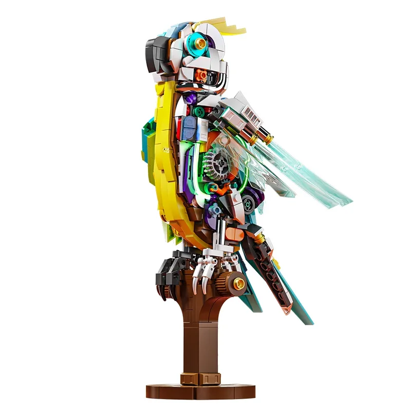 Semi-mechanical linkage parrot compatible Le particle building block model toy