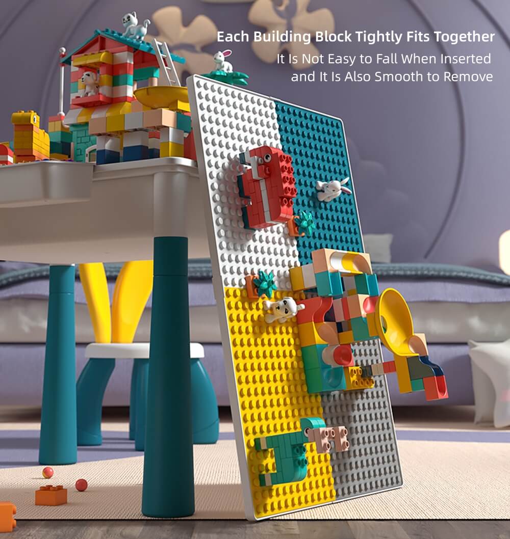 Kid Building Block Table with Chair and Storage