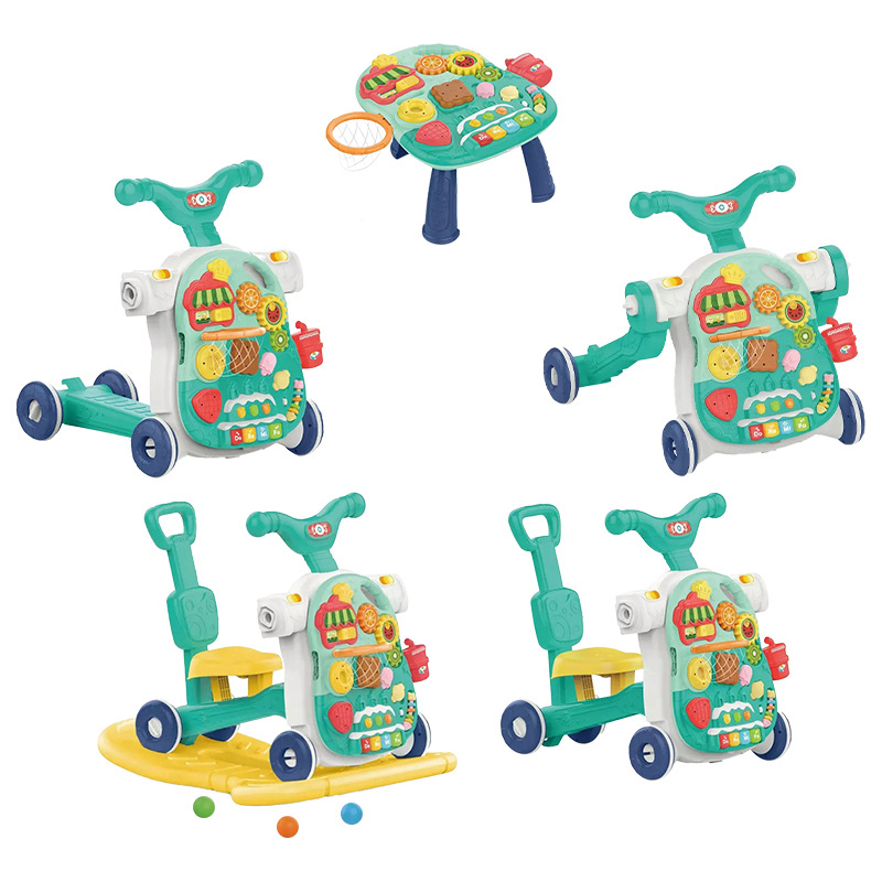 Hot selling five-in-one baby walker for infants and young children to help them learn to walk and prevent rollover with O-legs multifunctional trolley