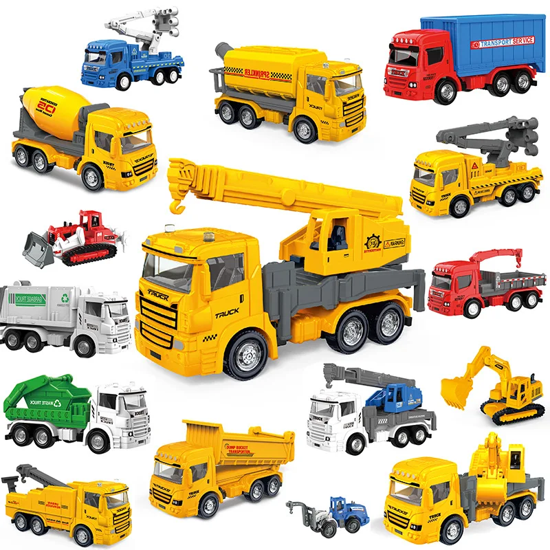 1:64 Alloy Engineering Car Model Skidding Toy Car Metal City Traffic Bus