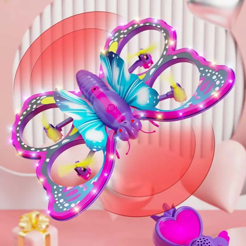 RC Quadcopter Glitter Butterfly Remote Control Drone Quadcopter Children Plane Toy Flight Model Airplane Toy Gift Kid Girl Adult