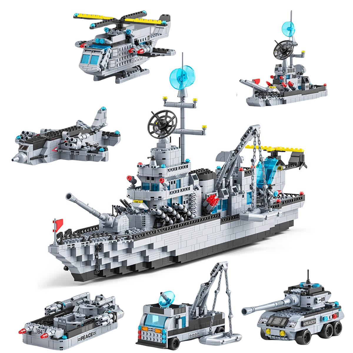 Military Battleship Building Blocks Toys