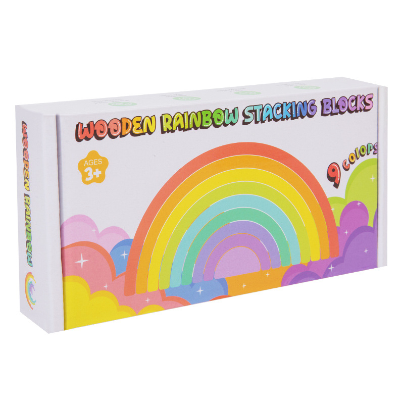 Children's Rainbow Building Block Arch Combination Baby Early Education Montessori Wooden Assembly Toy