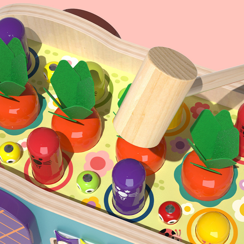 Elephant Whack-a-Mole Toy - Baby Knocking Wooden Tray - Educational Toy