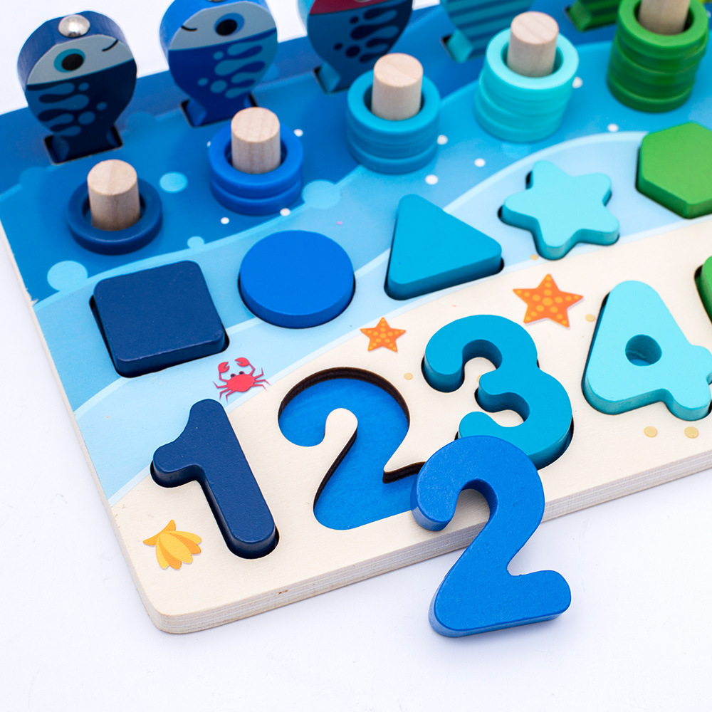 Children's Digital Building Blocks Early Learning Puzzle, 4-in-1 Ocean Number Board