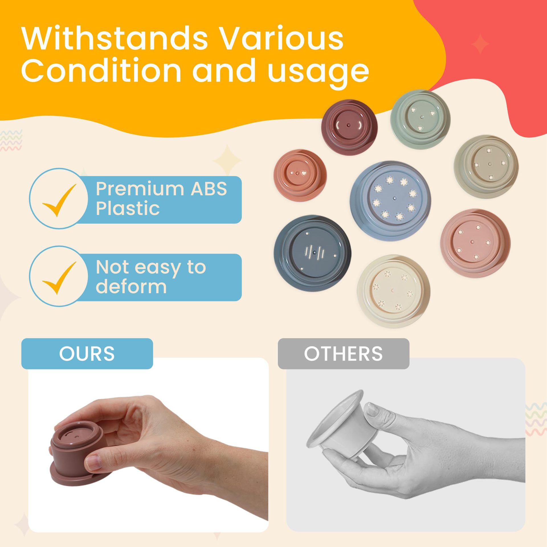 Fun stacking cups toy, educational toy that stacks cups into layers, helping babies develop their fine motor skills.