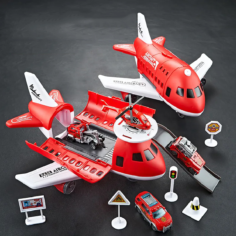 Children's toy airplane can store passenger plane rail car set car airplane model boy toy