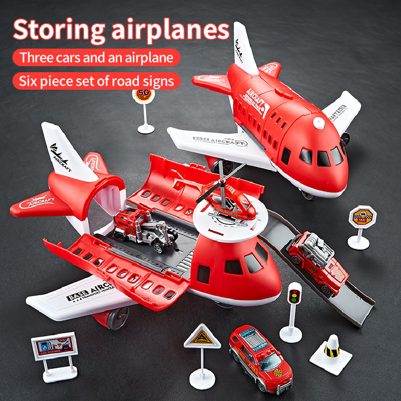 Children's toy airplane can store passenger plane rail car set car airplane model boy toy