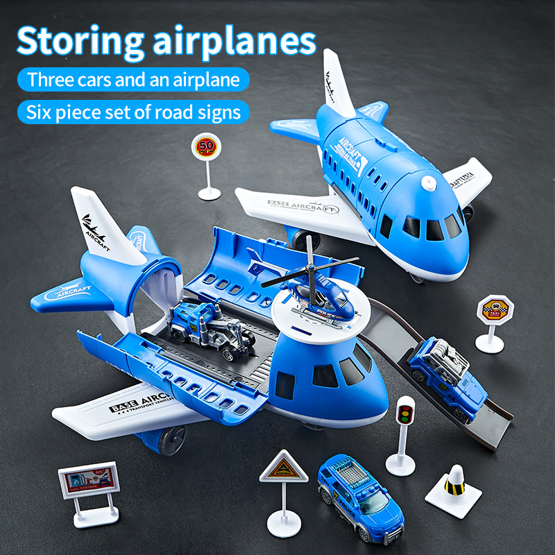 Children's toy airplane can store passenger plane rail car set car airplane model boy toy