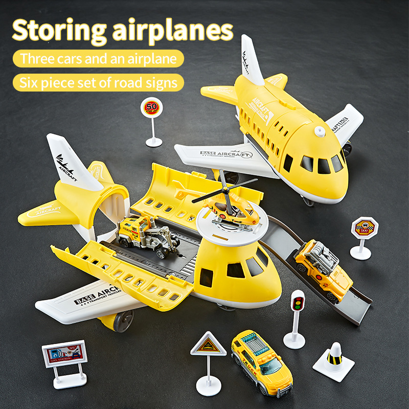 Children's toy airplane can store passenger plane rail car set car airplane model boy toy