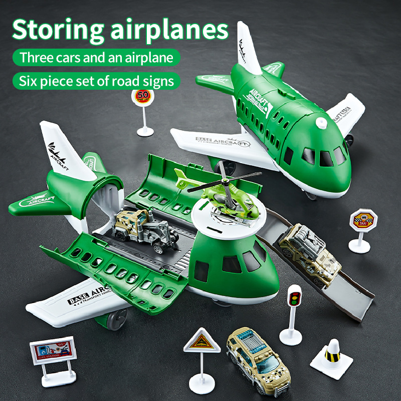 Children's toy airplane can store passenger plane rail car set car airplane model boy toy