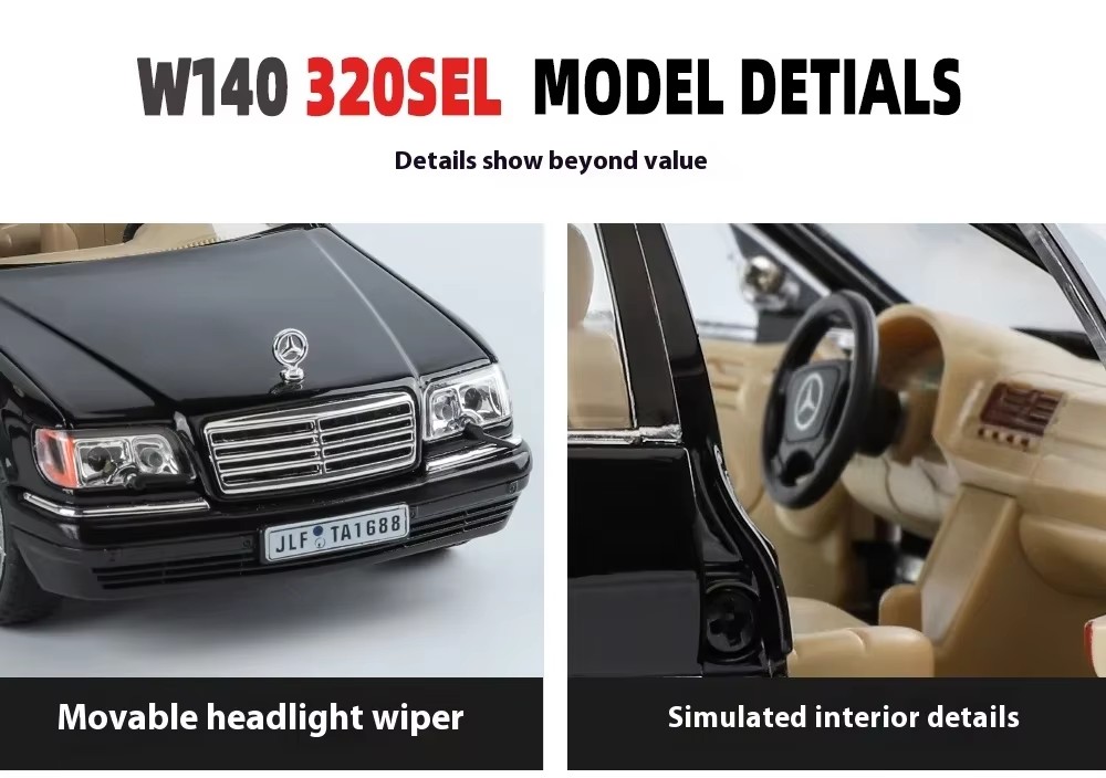 The 1:24 Mercedes-Benz W140 320SEL model is a premium model of a metal model