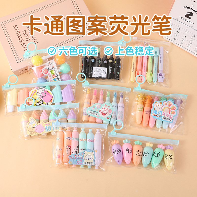 Super cute mini highlighter color student cartoon manual drawing marker pen stroke pen Manufacturer wholesale