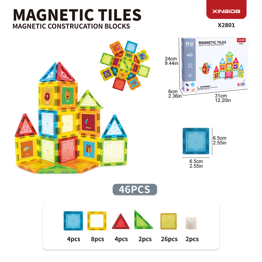 Color window magnetic piece building block set versatile three-dimensional magnetic brick assembly castle building blocks children's educational toys