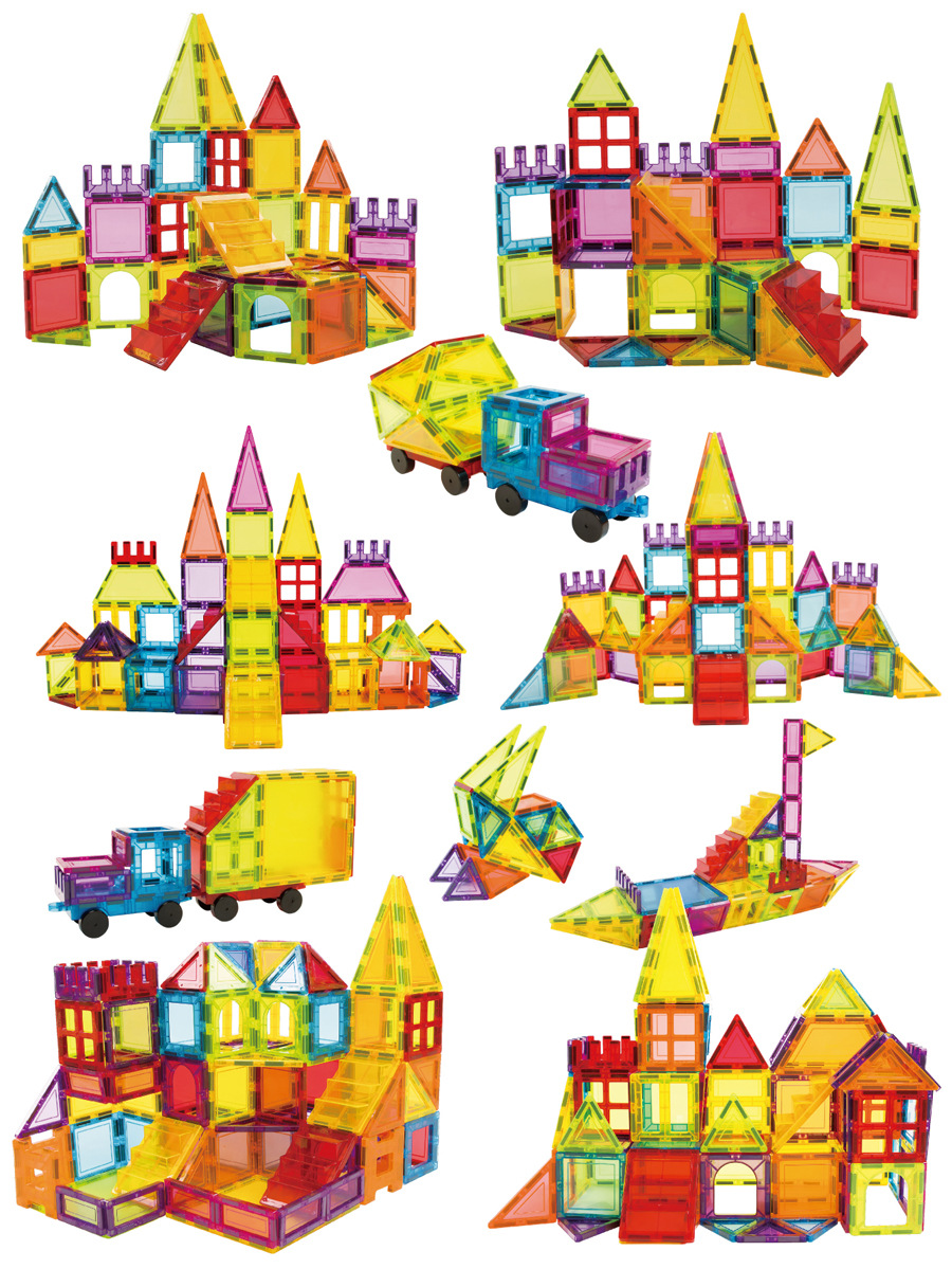 Color window magnetic piece building block set versatile three-dimensional magnetic brick assembly castle building blocks children's educational toys
