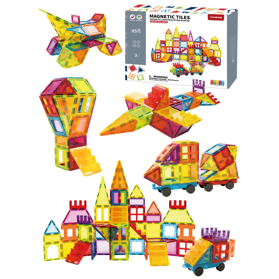 Color window magnetic piece building block set versatile three-dimensional magnetic brick assembly castle building blocks children's educational toys