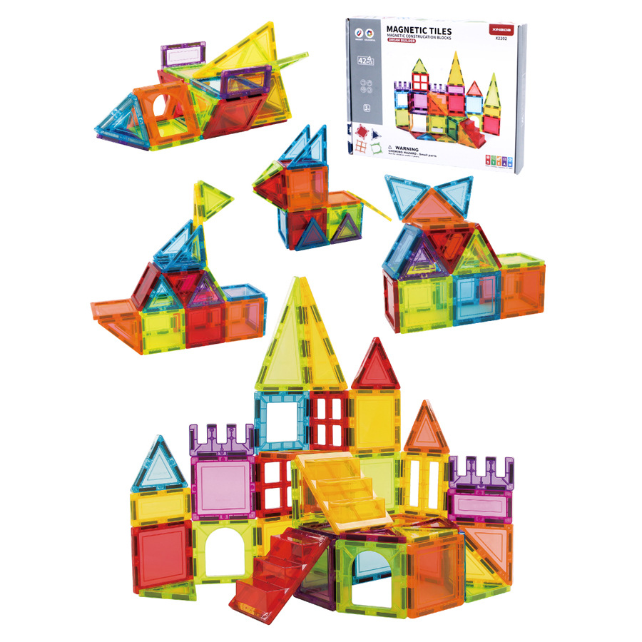 Color window magnetic piece building block set versatile three-dimensional magnetic brick assembly castle building blocks children's educational toys