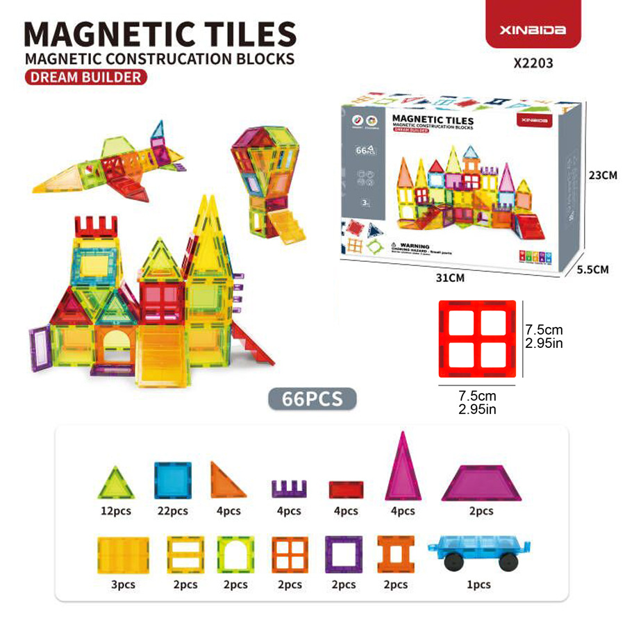 Color window magnetic piece building block set versatile three-dimensional magnetic brick assembly castle building blocks children's educational toys