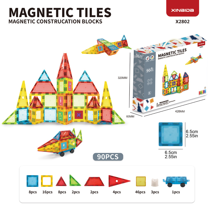 Color window magnetic piece building block set versatile three-dimensional magnetic brick assembly castle building blocks children's educational toys