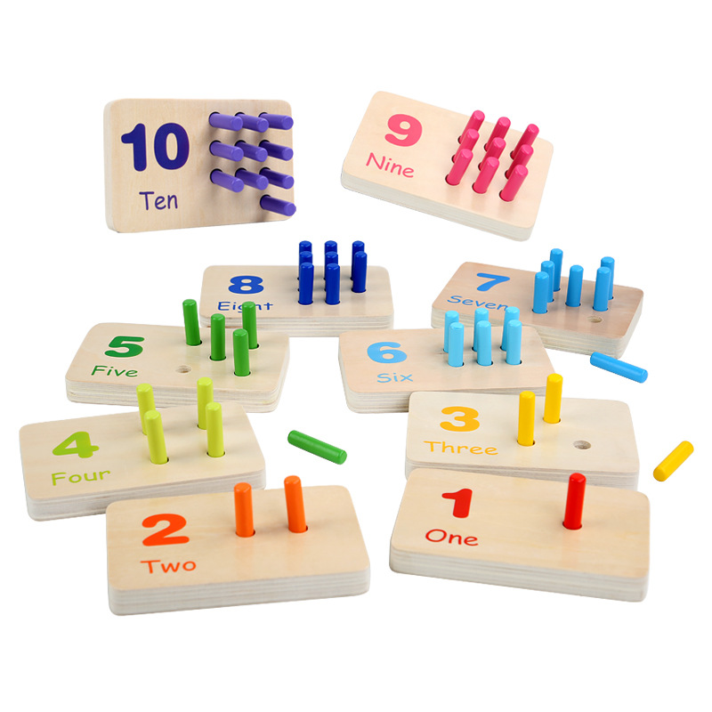 Children's Montessori sensory early education mathematics learning stick color recognition matching board wooden stick game educational toys