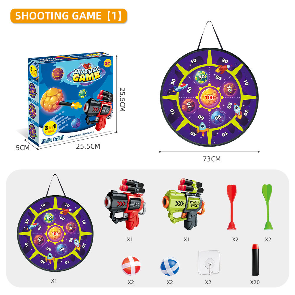 Hot-selling space target disc, three-in-one sticky ball throwing darts, parent-child double competitive indoor sports toys