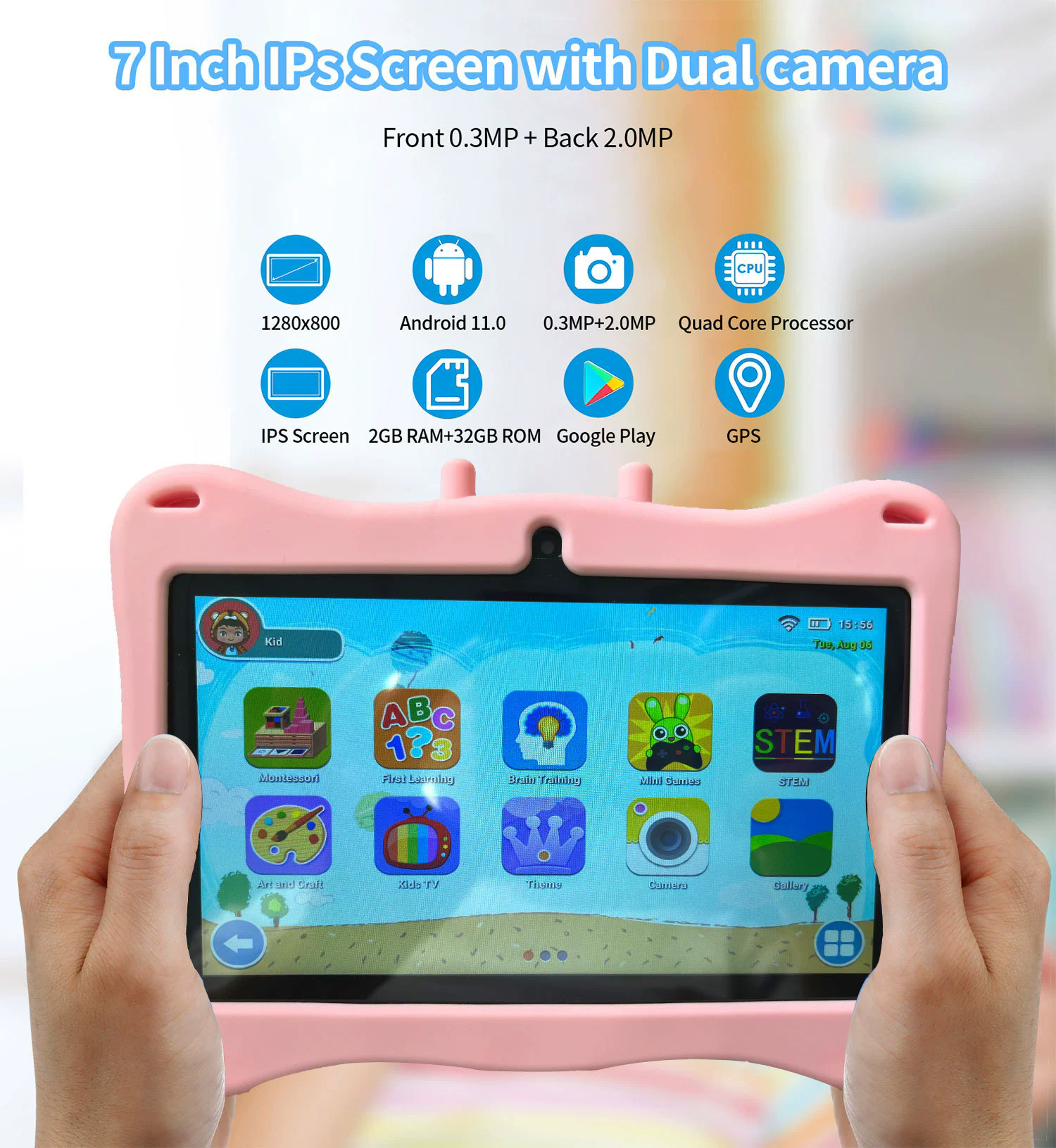 7-inch cartoon children's tablet IPS screen with IWAWA parental control fall protection handwriting smart