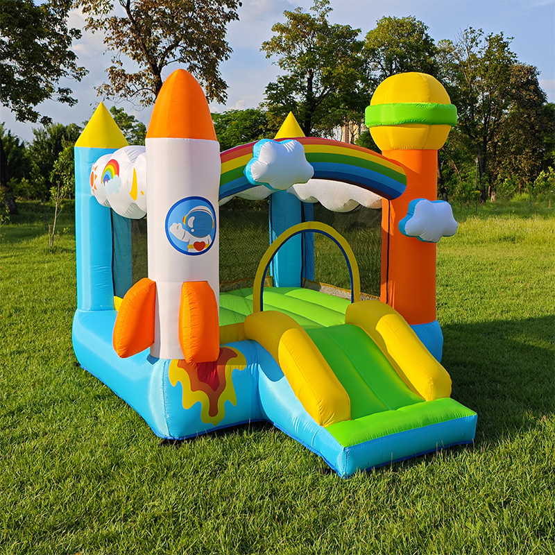 inflatable castle rocket planet jumping bed indoor small slide trampoline naughty castle