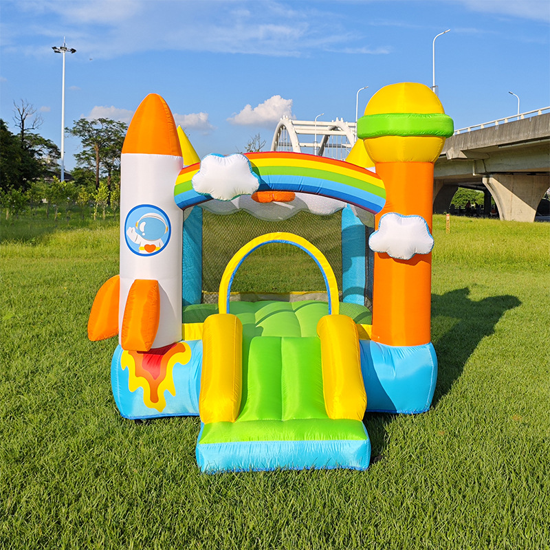 inflatable castle rocket planet jumping bed indoor small slide trampoline naughty castle