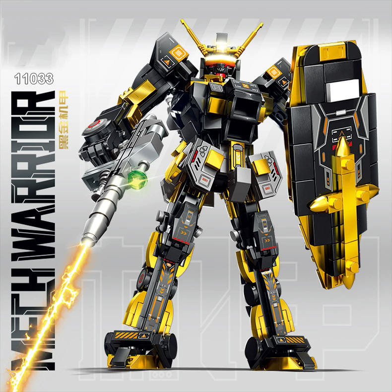 Black Gold Mech 665pcs Building Blocks Assault Mech interlocking model building block toy assembly robot ornament