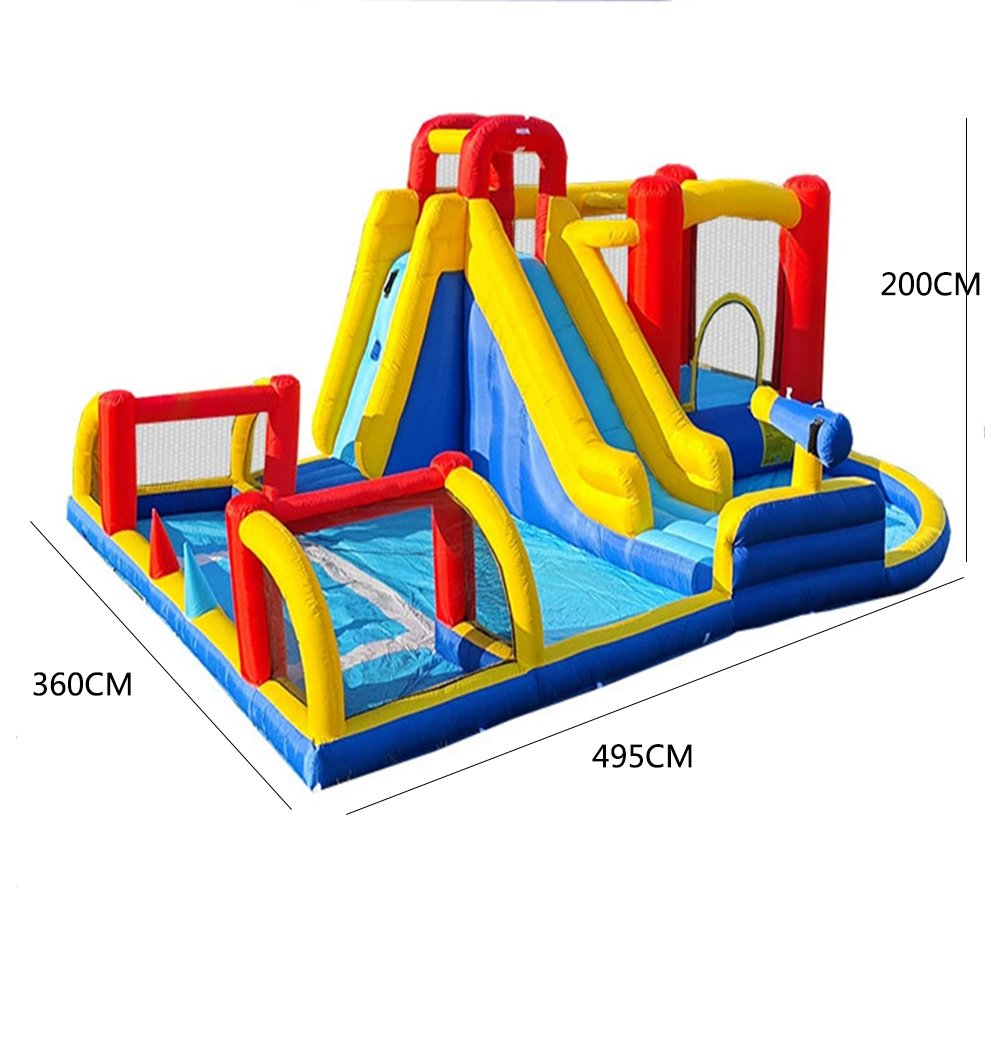 Children inflatable castle home small trampoline outdoor water spray slide