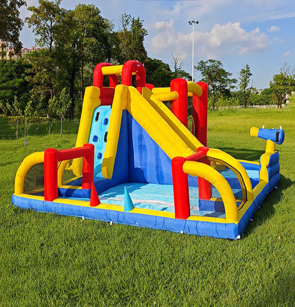 Children inflatable castle home small trampoline outdoor water spray slide